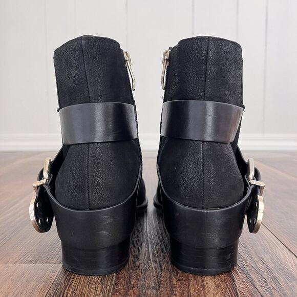 Vince Camuto Moto Buckle Boot Strappy Leather Wrap Western Zip Up Size 8.5 Black - Picture 7 of 15
